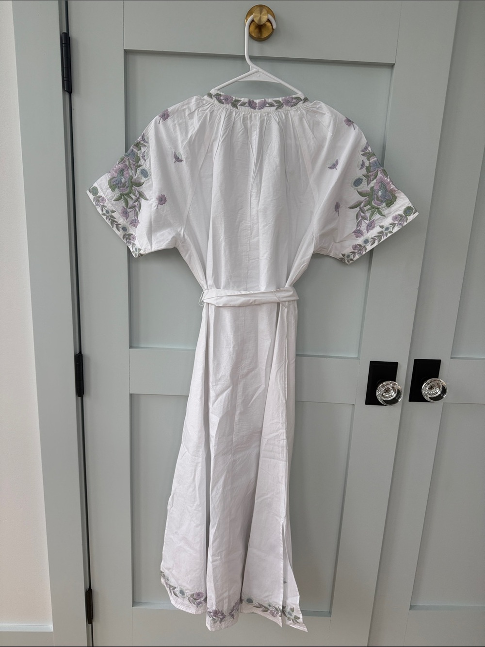 New NWT Julia Amory x AERIN Dress Embroidered Floral Caftan Tunic Midi Dress - Picture 13 of 13